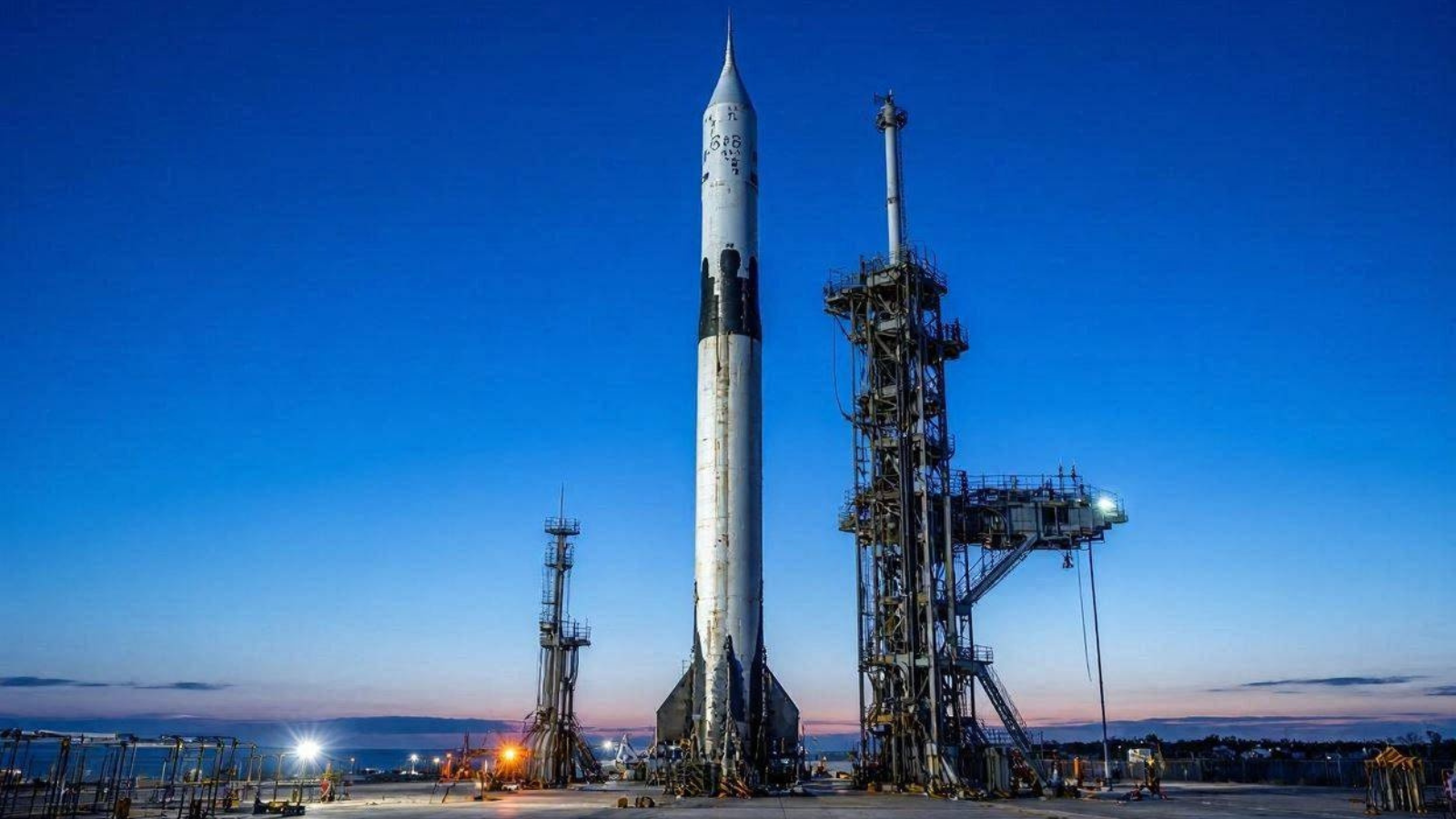 SpaceX Falcon 9 rocket on the launch pad before the NROL-95 mission at Cape Canaveral Space Force Station.